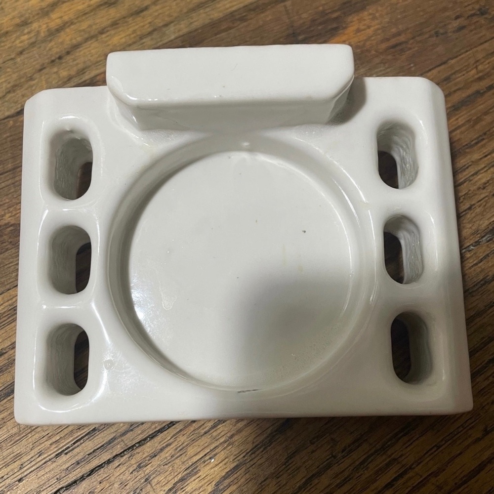 Vintage Toothbrush & Cup Wall Holder White